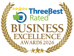 ThreeBest Rated Business Excellence Award 2026 badge