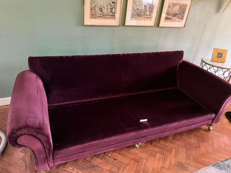 Velvet Sofa Upholstery Cleaning Surrey Burgundy velvet sofa in a living room after an upholstery clean